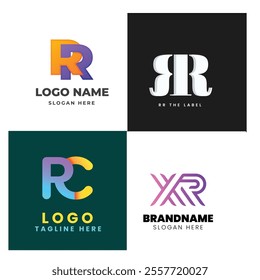 r alphabet letter initial colorful gradient design Corporate business brand company abstract logo design collection