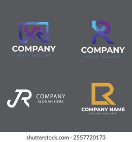 r alphabet letter initial colorful gradient design Corporate business brand company abstract logo design collection