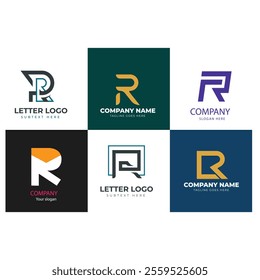 R alphabet letter initial colorful gradient design Corporate business brand company abstract logo design collection
