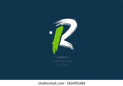 R alphabet letter logo icon in white green blue color. Grunge vintage brush design for company and corporate business