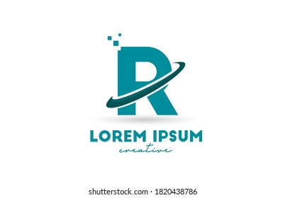 R alphabet letter logo icon in green color. Creative design with swoosh for company and business 
