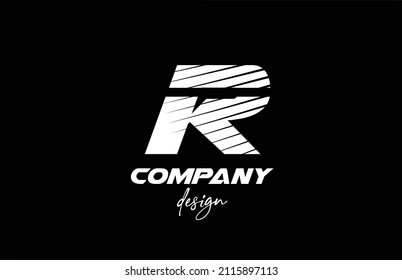 R alphabet letter logo icon design with black and white color. Creative template for company and business with sliced bold style