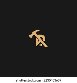 R alphabet letter logo icon of a home. Real estate house design for company and business identity with line
