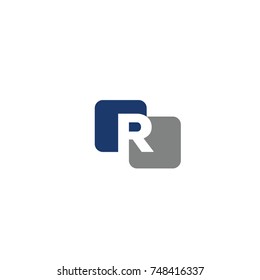 R alphabet and number linked logo flat vector logo template