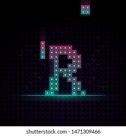R Alphabet in Pixel art, 8bit game, Synth wave style, 80s-90s