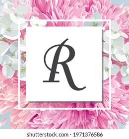 R - Alphabet with spring background.