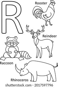 R animals names, Alphabet coloring for kids, Alphabet animals coloring page, ABC coloring, Preschool education