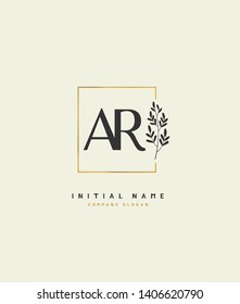 A R AR Beauty vector initial logo, handwriting logo of wedding, fashion, jewerly, heraldic, boutique, floral and botanical with creative template for any company or business.