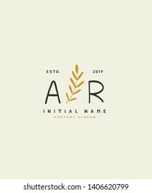 A R AR Beauty vector initial logo, handwriting logo of wedding, fashion, jewerly, heraldic, boutique, floral and botanical with creative template for any company or business.