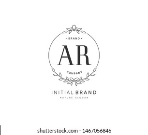 A R AR Beauty vector initial logo, handwriting logo of initial signature, wedding, fashion, jewerly, boutique, floral and botanical with creative template for any company or business.