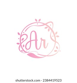 A R AR Beauty vector initial logo, handwriting logo of initial signature, wedding, fashion, jewerly, boutique, floral and botanical with creative template