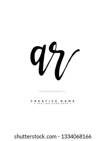 A R AR initial logo signature vector. Handwriting concept logo.