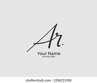 A R AR initial logo signature vector. Handwriting concept logo 2.