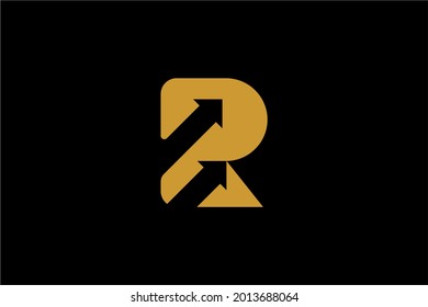 R arrow logo design vector. R monogram sign symbol.