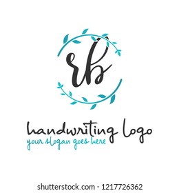R B Initial handwriting logo vector