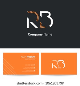 R & B joint logo stroke letter design with business card template