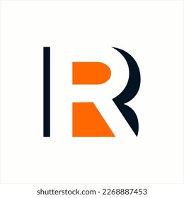 R B-Buchstaben Logo Design mit R-Buchstabe im Negativraum.