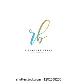 R B RB Initial letter handwriting and  signature logo concept design