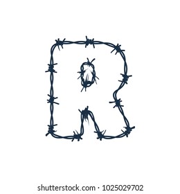 R Barbed Wire Letter Logo Icon Design