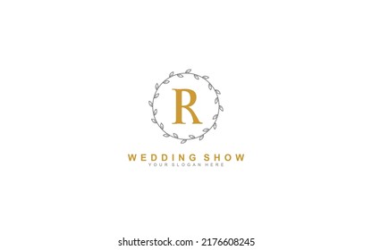 R beauty floral logo design inspiration. Vector letter wedding template design for brand.