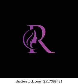 R beauty logo design, Initial letter R luxury beauty flourishes ornament logo template.