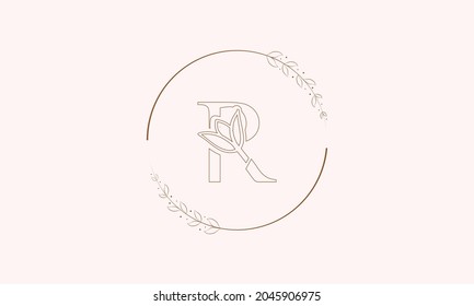 R Beauty vector initial logo, handwriting logo of initial signature, wedding, fashion, jewelry, boutique, floral and botanical with creative template for any company or business.