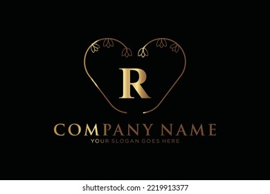 R Beauty Vektor Logo, Handschrift Logo der ersten Signatur, Hochzeit, Mode, Jewerly, Boutique, Blumen und botanisch mit kreativen Vorlage für jedes Unternehmen oder Unternehmen.