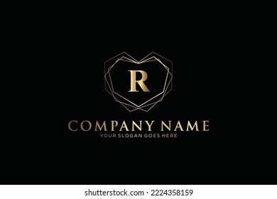 R Beauty vector initial logo, handwriting logo of initial signature, wedding, fashion, jewerly, boutique, floral and botanical with creative template for any company or business.
