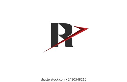 R black red swoosh letter logo vector design illustration. Creative template icon for company or business