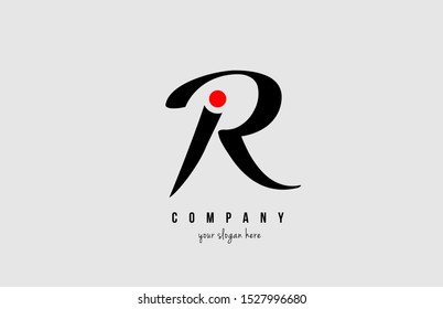 R black and white alphabet letter with red circle for company logo icon design. Suitable for a company or business