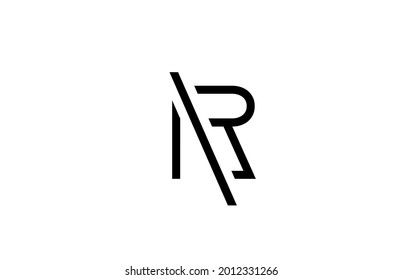 R black and white line alphabet letter logo for business icon. Simple creative template design for identity and lettering