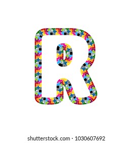 R Block Puzzle Letter Logo Icon Design