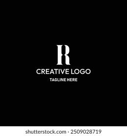 R Brand Name. Black Background.