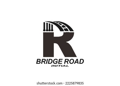 R modelo de logotipo de carta puente para su marca.