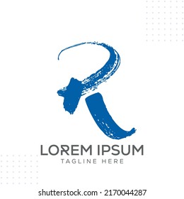 R Brush Type Logo Design Vector Template In Modern Creative Minimal Style