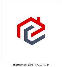 Signo vectorial de diseño del logotipo del hogar R C