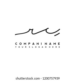 R C Initial handwriting logo vector