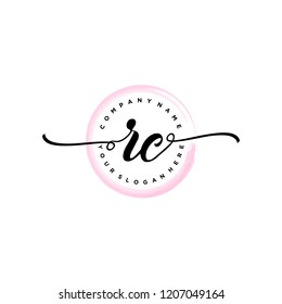R C Initial handwriting logo vector.