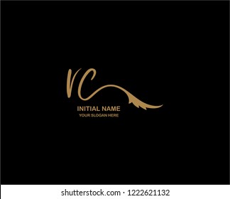 R C Initial Handwriting Logo Template