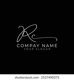 R C initial letter handwriting and signature logo. RC hand drawn calligraphy lettering vector for real estate, beauty, photography, letter logo design