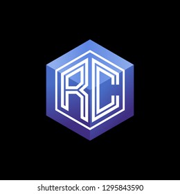 R C initial letter, modern logo design template vector 