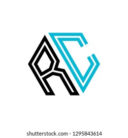 R C initial letter, modern logo design template vector 