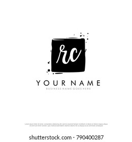 R C initial square logo template vector