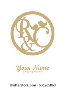 R C initial wedding decorative logo template