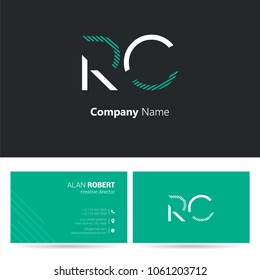 R & C joint logo stroke letter design with business card template