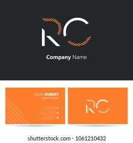 R & C joint logo stroke letter design with business card template