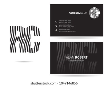 R & C joint logo waves letter design with business card template