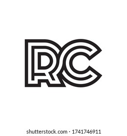 R C letter lines logo design vector