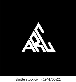 A R C letter logo creative design on black color background. ARC icon
