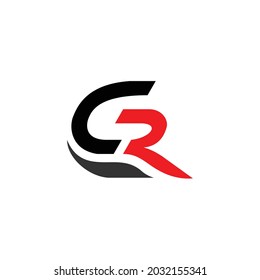 R and C letter logo design, black and red color combination logo